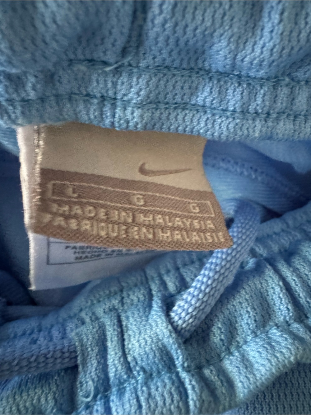 Nike Men's Light Blue Mesh Athletic Shorts Size L Black Trim Pockets - Picture 2 of 5